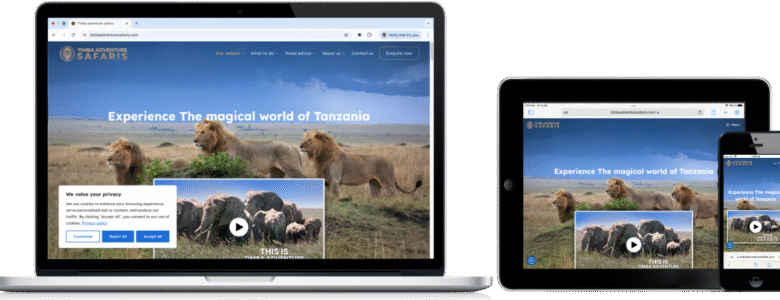 Timba Adventure Safaris WordPress-hemsida